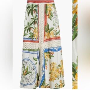 Farm Rio Tropical Destination Linen Blend Skirt